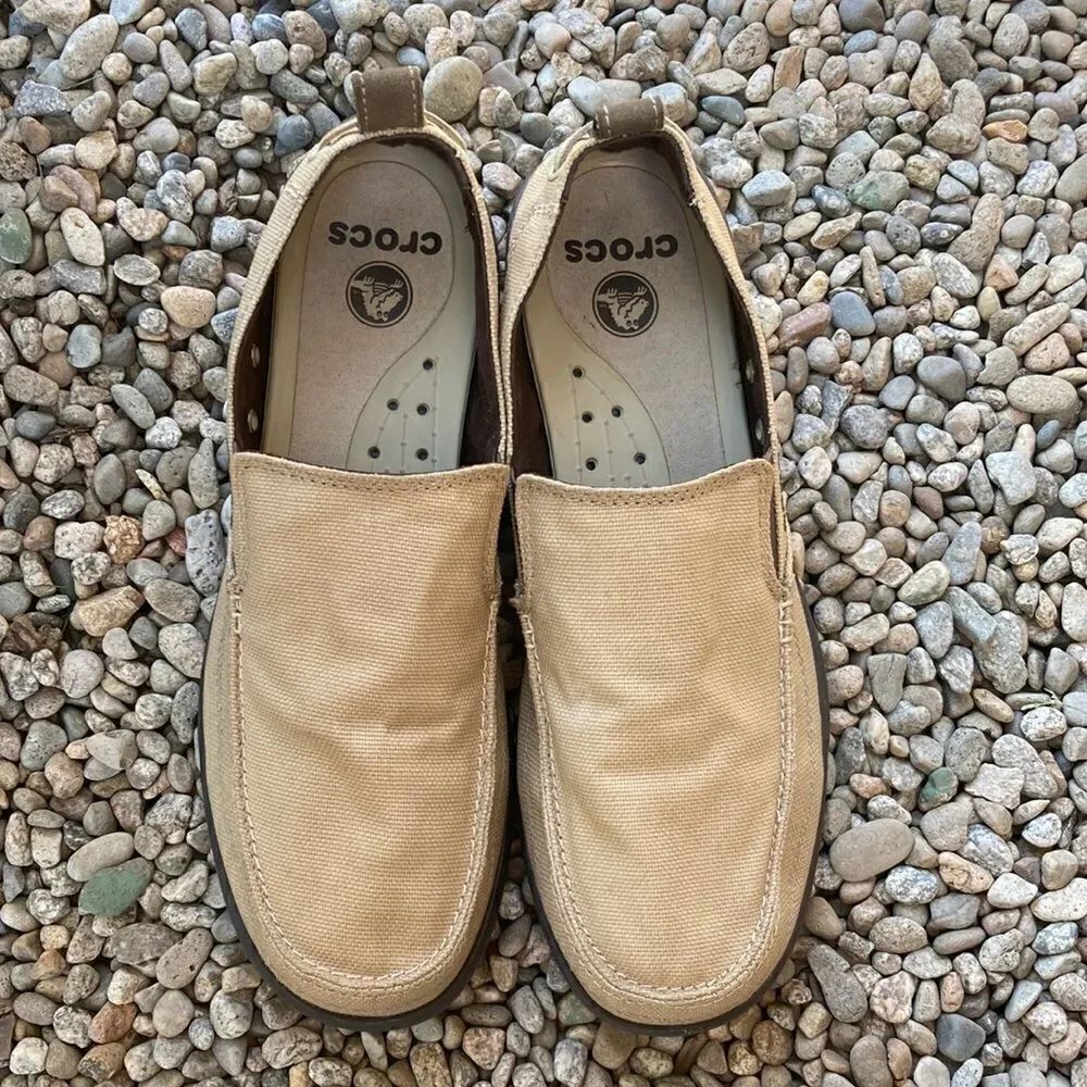 Men’s Crocs Canvas Lightweight Loafer Slip On Shoes Sneakers Size 13